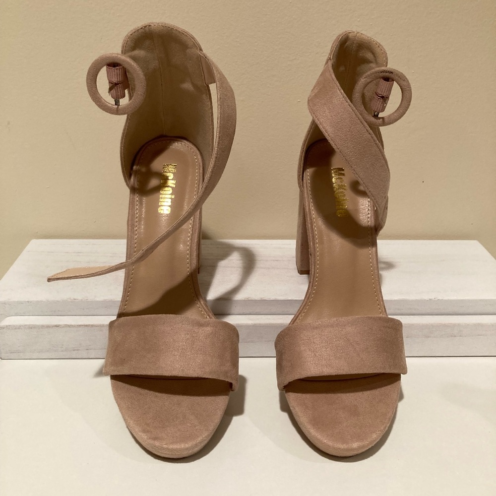 Nude Beige Suede Heels